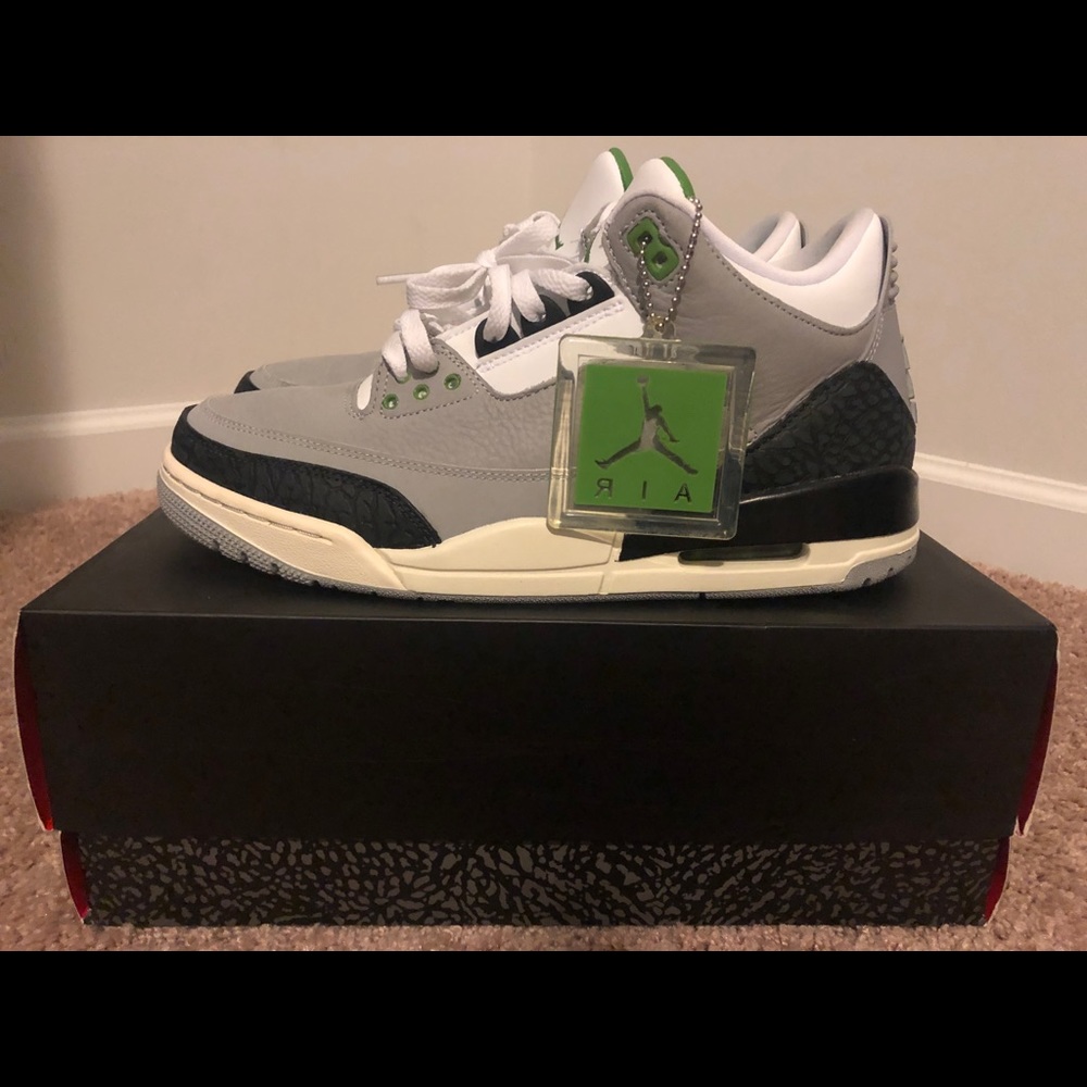 Jordan 3 chlorophyll size 9.5 8/10 condition